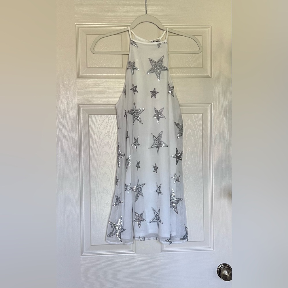 Show Me Your MuMu Gomez White/Silver Sequined Mini Dress in Size S